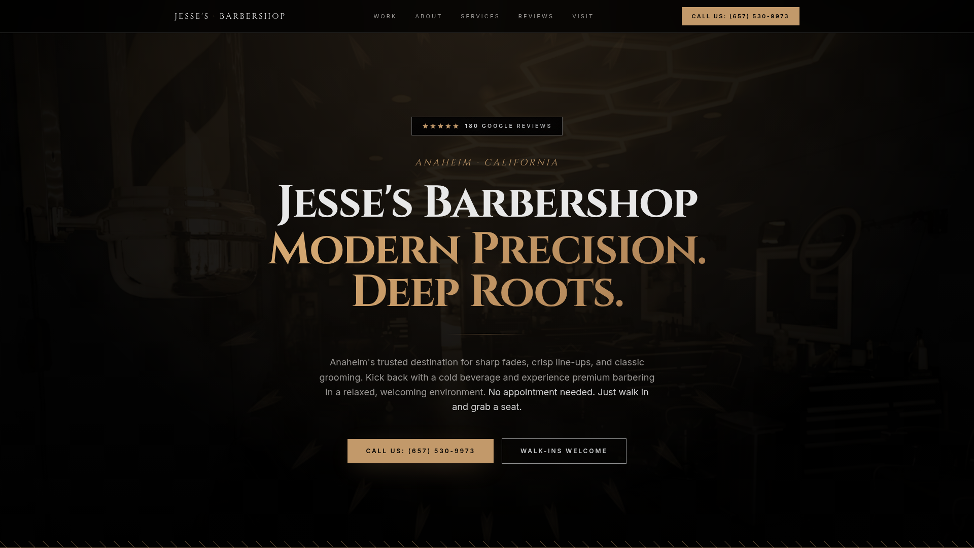 Jesse's Barbershop website mockup